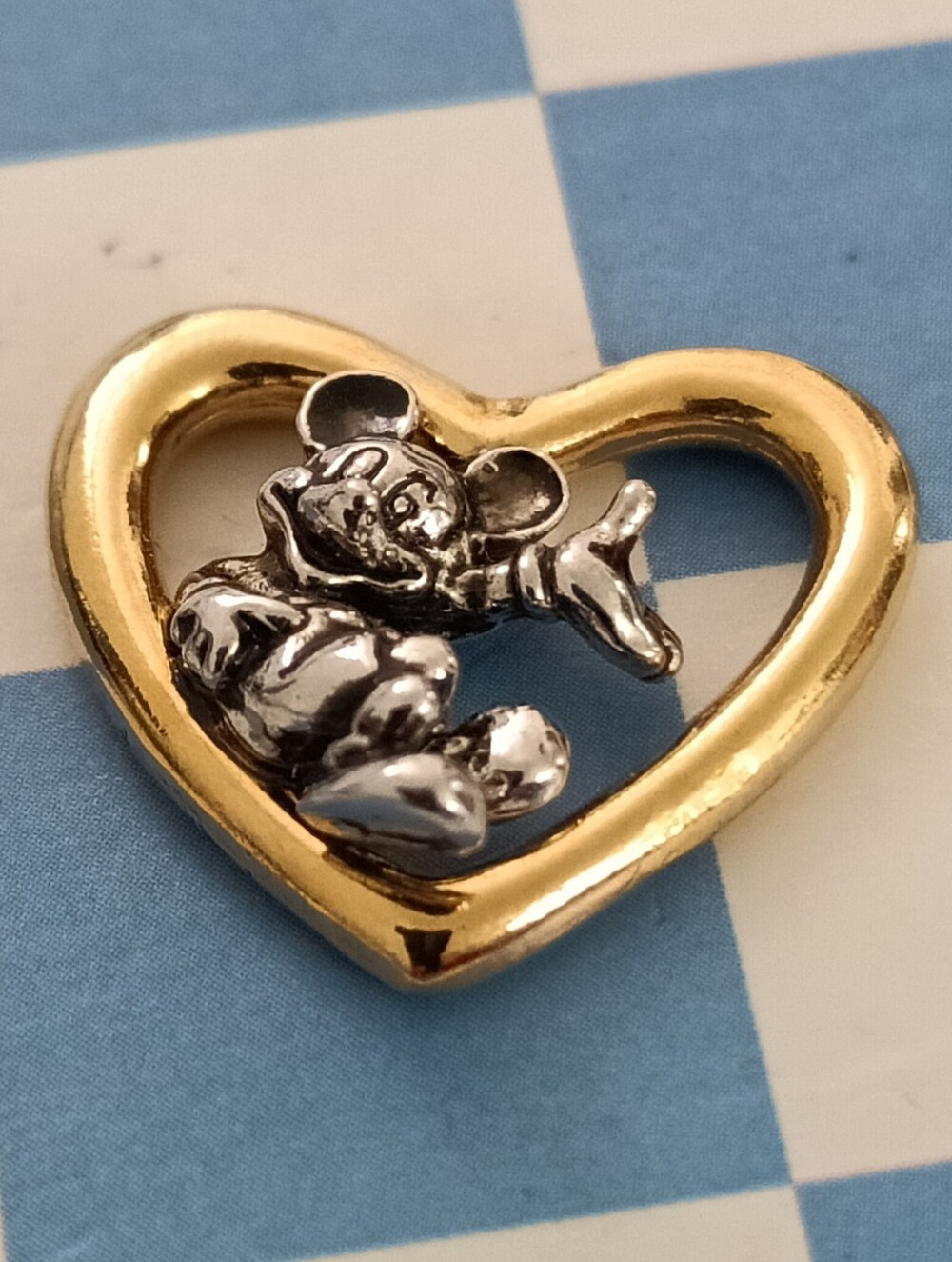 Vintage 1990's Disney Gold Silver Tone Pendant Necklace Charm